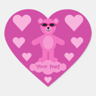 Sticker Cœur Ours En Teddy Rose Cute Avec Coeurs Et Tons