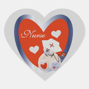 Sticker Cœur Ours-infirmière avec T-shirts et cadeaux de coeur