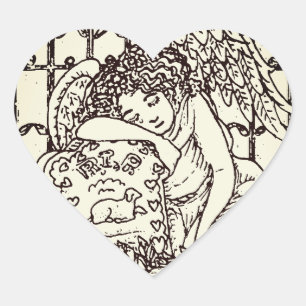 STICKER CŒUR OUVRIR LES BÂTIMENTS DE CEMETTRE DE L'ANGE GARDIEN