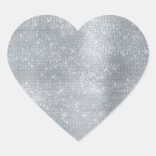 Sticker Cœur Paillettes Argentées Brillantes et Rêveuses