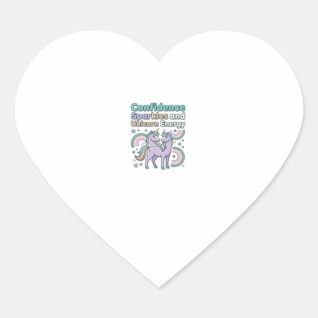 Sticker Cœur Paillettes de Confiance de Licorne et Conception d (Devant)