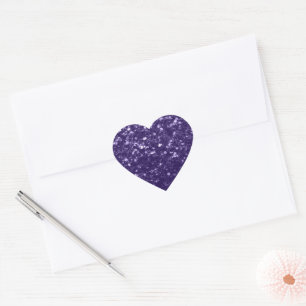 Sticker Cœur Paillettes de violet ultra foncé scintillantes