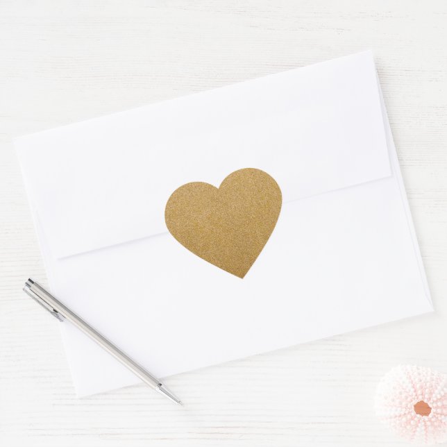 Sticker Cœur Paillettes dorées (Enveloppe)