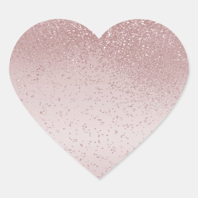 Sticker Cœur Paillettes Or Rose (Devant)