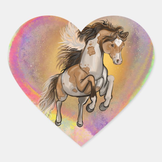 Sticker Cœur Paint Horse Love (Devant)