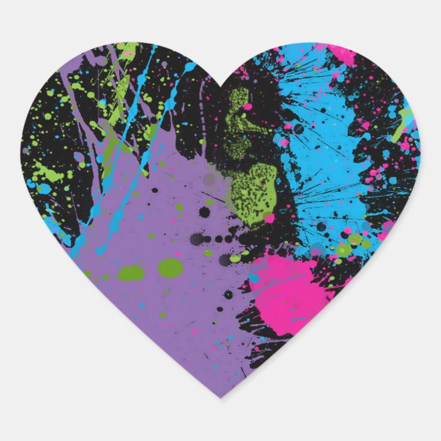 Sticker Cœur Paint Splater (Devant)