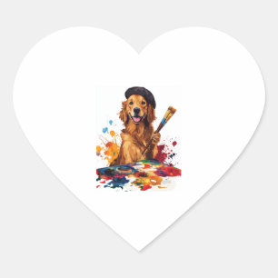Sticker Cœur Painter Pup - Chien Artistique avec Eau