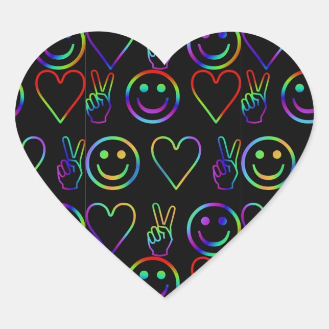 STICKER CŒUR PAIX, AMOUR ET BONHEUR (Devant)