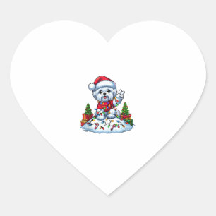 Sticker Cœur Paix drôle Mains Maltais Lumières de Noël Femmes M