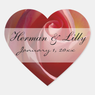 Sticker Cœur Pale Moon Rose Mariage personnalisé