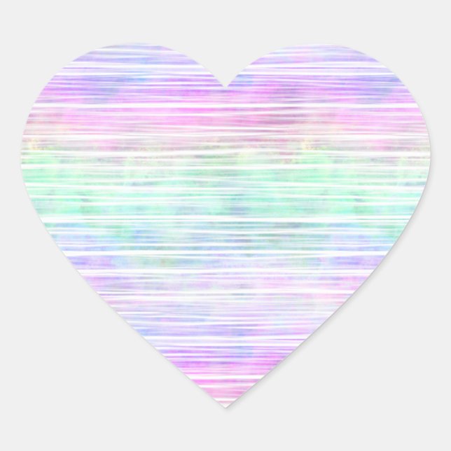 Sticker Cœur pale rainbow brush stroke stripes : (Devant)