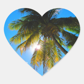 Sticker Cœur Palm Paradise Ciel Bleu Soleil