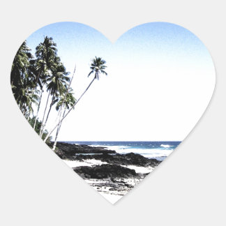 Sticker Cœur Palmiers exotiques & Plage Paradise