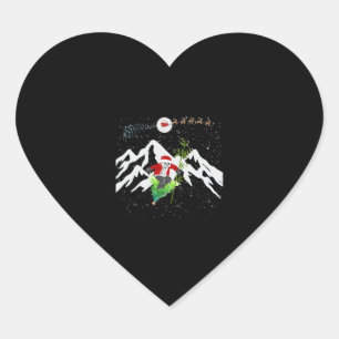 Sticker Cœur Panda Bear Ski Arbre de Noël Père Noël Reindeer