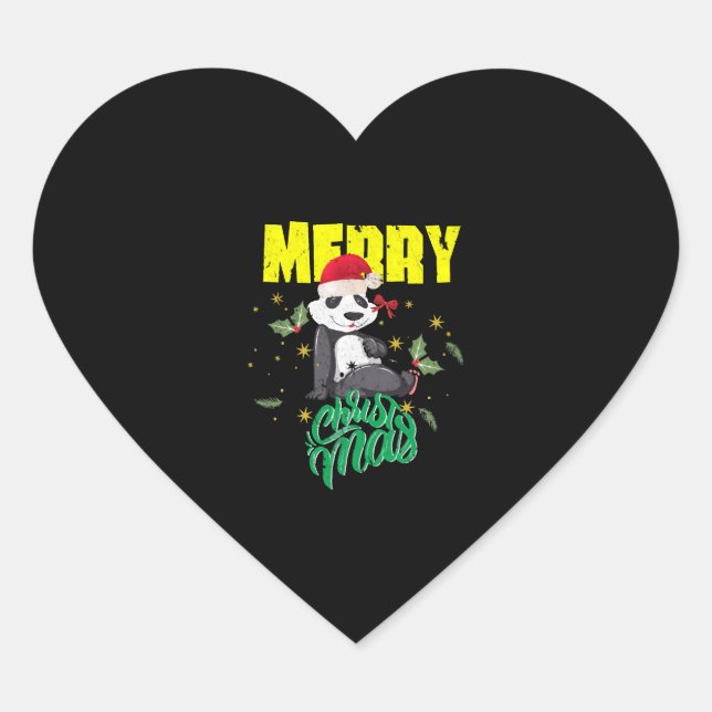 Sticker Cœur Panda de Noël (Devant)