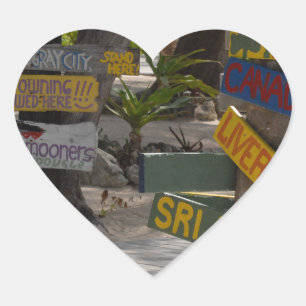 Sticker Cœur Panneau indicateur Rum Point Grand Cayman