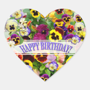 STICKER CŒUR PANSY BEAUTY ANNIVERSAIRE GREETING HEART