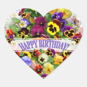 STICKER CŒUR PANSY BEAUTY ANNIVERSAIRE GREETING HEART