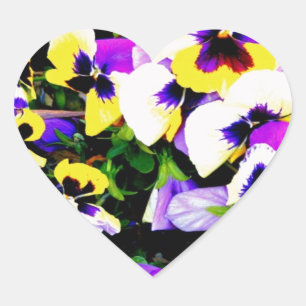 Sticker Cœur pansy flowers