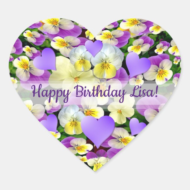 Sticker Cœur Pansy personnalisé parfait (Devant)