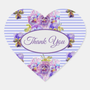Sticker Cœur Pansy violet Fleur Merci fleuri Motif Coeur