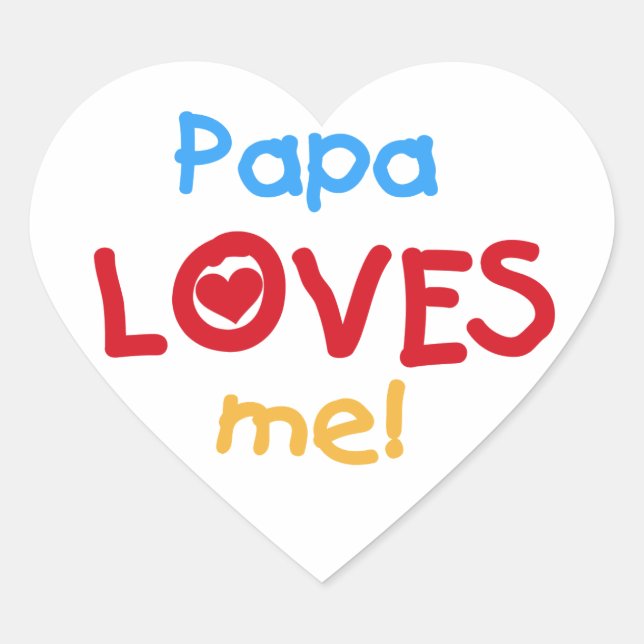 Sticker Cœur Papa aime mes t-shirts et cadeaux (Devant)