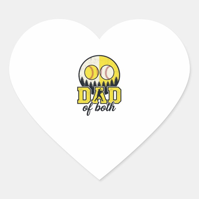 Sticker Cœur Papa Baseball Softball des Deux Conception Vectori (Devant)