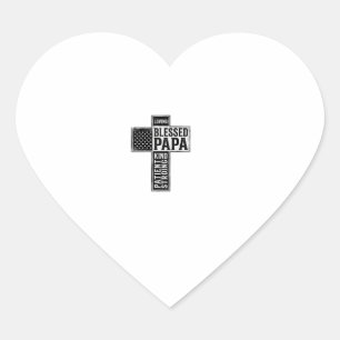 Sticker Cœur Papa béni Croix Christian Vintage Typographie De