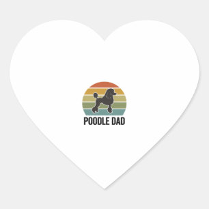 Sticker Cœur Papa Caniche Crépuscule Vintage Design pour Amoure