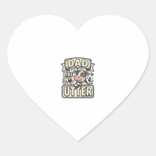 Sticker Cœur Papa comme pas de pis drôle vache vintage vecteur