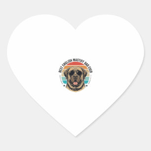Sticker Cœur Papa Mastiff Anglais Vintage Chien Coucher de sole