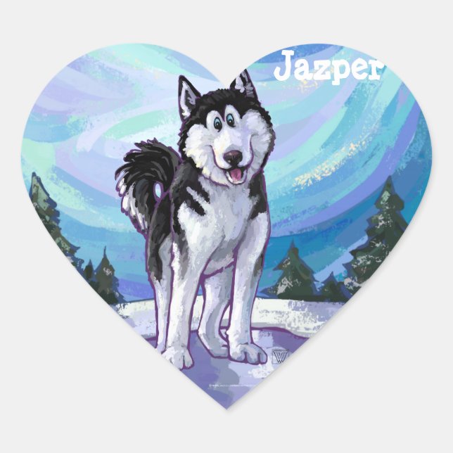 Sticker Cœur Papier Husky (Devant)