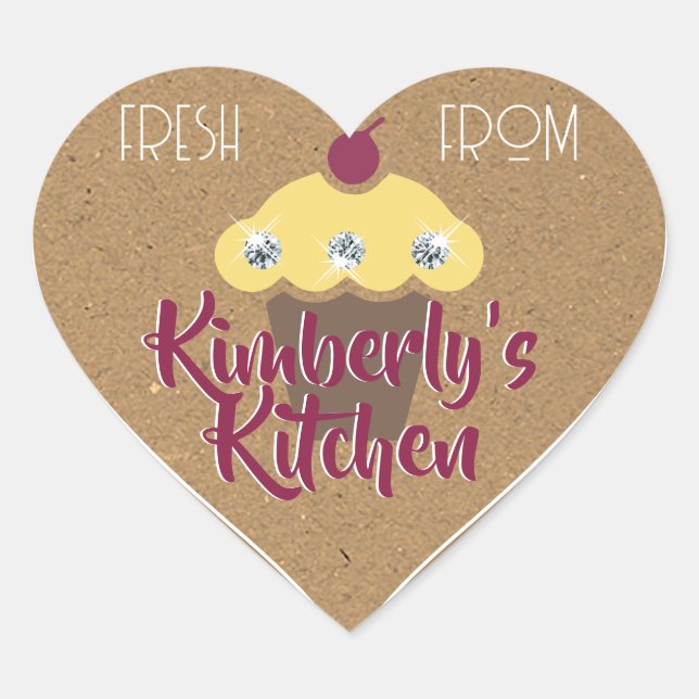 Sticker Cœur Papier Kraft Cute Parties scintillant Brown Rhines (Devant)