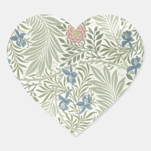 Sticker Cœur Papier peint floral de William Morris Larkspur
