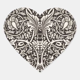 Sticker Cœur Papier peint floral Narcisse William Morris