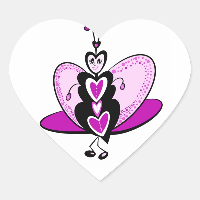 Sticker Cœur papillon d'amour Valentine (Devant)
