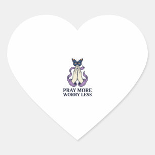 Sticker Cœur Papillon de chemise chrétien Priez plus Inquiétez