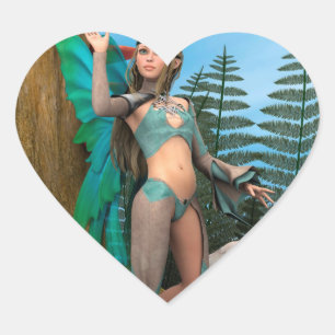 Sticker Cœur Papillon de fée