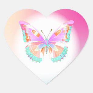 Sticker Cœur Papillon fête d'anniversaire Enfants colorés