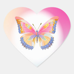 Sticker Cœur Papillon fête d'anniversaire Enfants colorés
