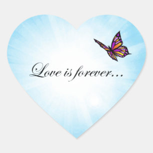 Sticker Cœur Papillon "LOVE is Forever"