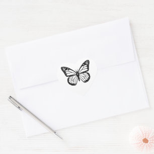 Sticker Cœur Papillon Noir et Blanc