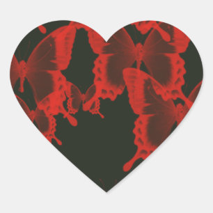 Sticker Cœur papillon rouge de l'arrière - plan de nuit sombre