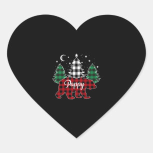 Sticker Cœur Pappy Bear Buffalo Plaid Family Pajama Noël