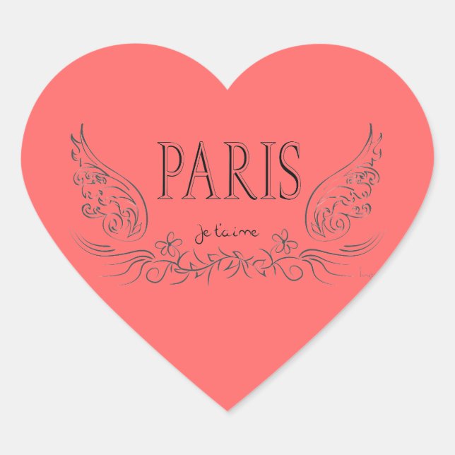 Sticker Cœur PARIS Je t'aime (Devant)