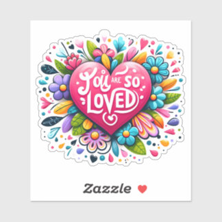 Sticker Coeur parmi les fleurs inspire l'amour