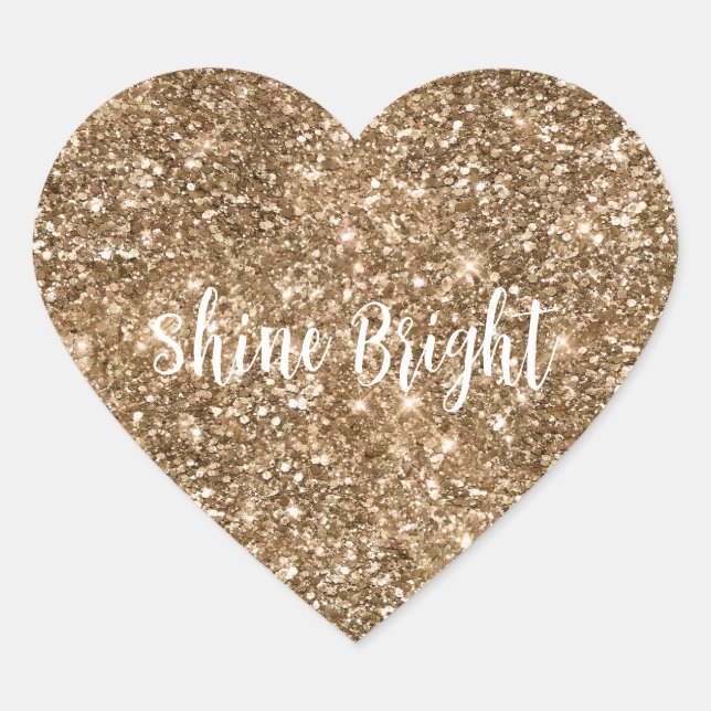 Sticker Cœur Parties scintillant à étincelles en or Glam (Devant)