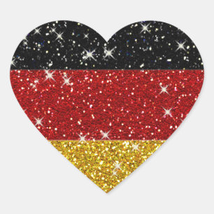 Sticker Cœur Parties scintillant Allemagne Drapeau avec étincel