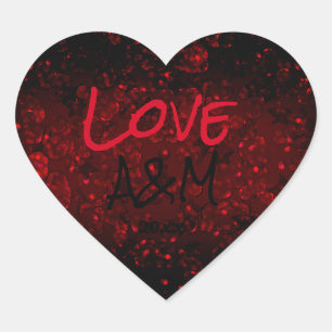 Sticker Cœur Parties scintillant brillant rouge confetti paille