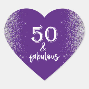 Sticker Cœur Parties scintillant d'argent 50e anniversaire